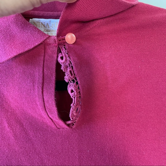 Nina Ricci knitwear burgundy collar top - Picture 3 of 8